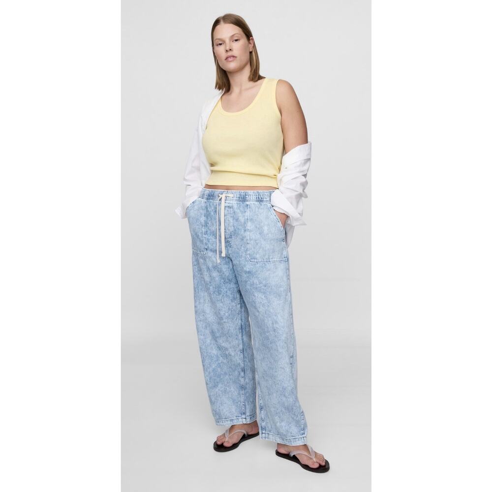 Gap High Rise UltraSoft Barrel Jeans Light Wash Women’s L - Picture 5 of 7